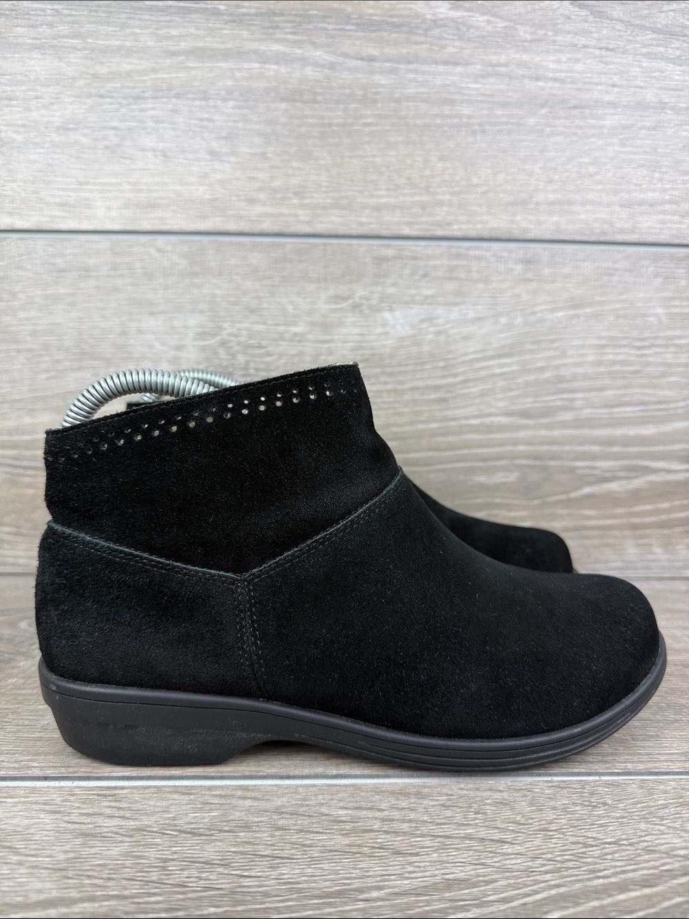 Spenco Revitalign Del Mar Women’s Sz 6.5D Black Suede Perf Zip Ankle Boots